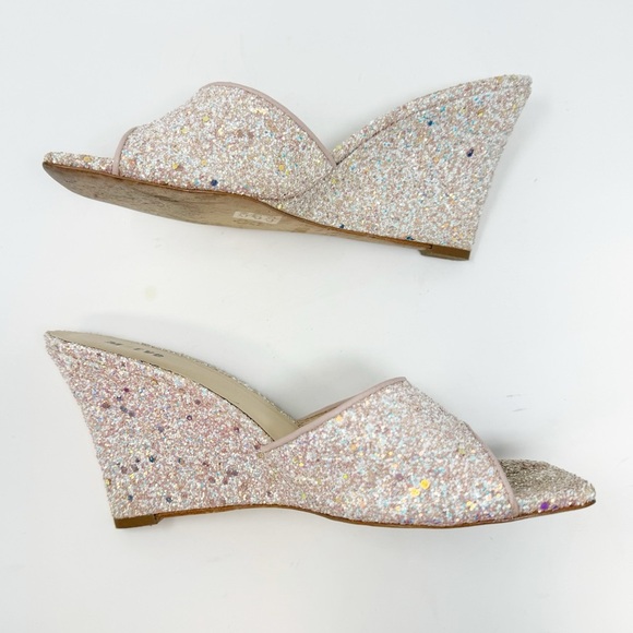 Maeve Anthropologie Pink Glitter Wedge Mules Heels Women’s Size 9 - Picture 4 of 11